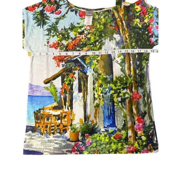 Simply Art Dolcezza Womens Top 3/4 Sleeve One-Shoulder Artistic Print Size S - Picture 6 of 7